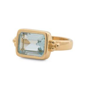 SHAANTI JEWELS  India 18kt Gold Plated Sterling Silver Blue Topaz Ring